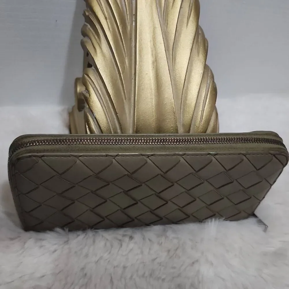 Bottega Veneta Intrecciato Zip-Around Long Wallet.